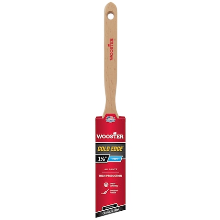 Wooster 1-1/2" Semi-Oval Angle Sash Soft, Gold CT Polyester Bristle, Paint Brush, Wood Handle 5236-1 1/2